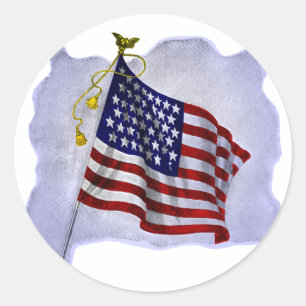 Vintage US Flag in Patriotic Colors Classic Round Sticker