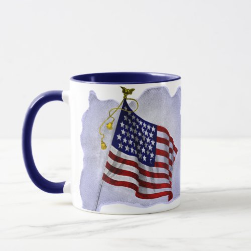 Vintage US Flag in Patriotic Colors Mug
