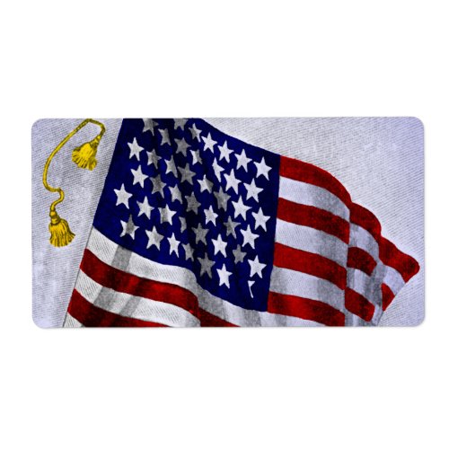 Vintage US Flag in Patriotic Label