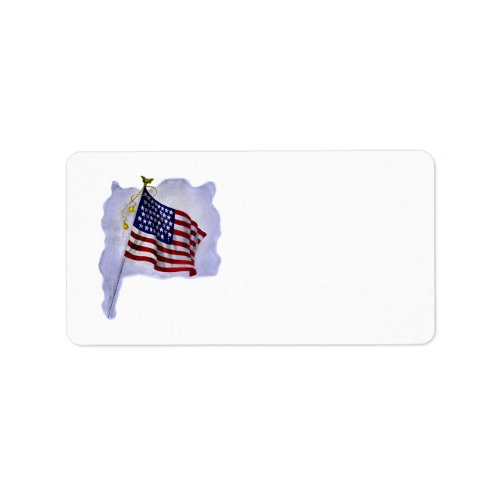 Vintage US Flag in Patriotic Label