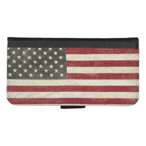 Vintage US Flag iPhone 87 Wallet Case