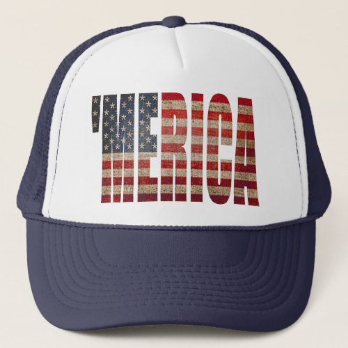 Vintage US Flag MERICA Trucker Hat