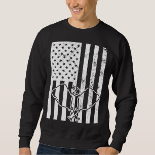 Vintage US Flag Pickleball Dad Patriotic Picklebal Sweatshirt