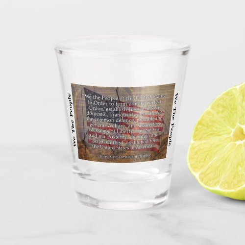 Vintage US Flag US Constitution Preamble Custom Shot Glass