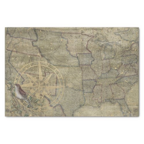 Vintage US Map Tissue Paper