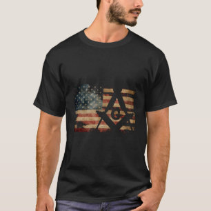Vintage Us Mason Flag Square & Compass Masonic Shr T-Shirt