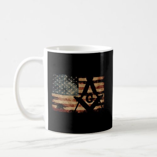 Vintage Us Mason Flag Square Compass Masonic Shrin Coffee Mug