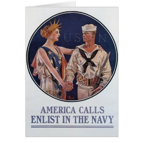 Vintage US Navy America Calls Recruiting poster