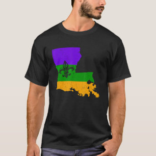 Vintage Us New Orleans Mardi Gras Flag Fleur De Li T-Shirt