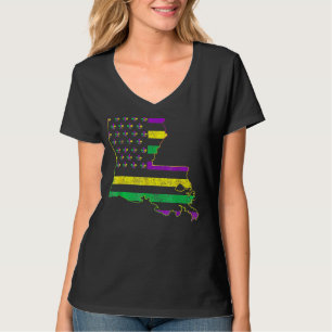 Vintage Us New Orleans Mardi Gras Flag Fleur De Li T-Shirt