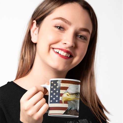 Vintage US USA Flag American Eagle 4th of July Coffee Mug