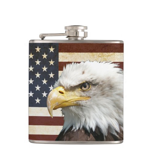 Vintage US USA Flag with American Eagle Flask