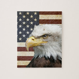 Vintage US USA Flag with American Eagle Jigsaw Puzzle