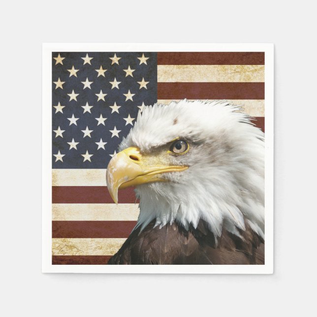 Vintage US USA Flag with American Eagle Napkins (Front)