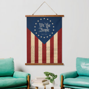 Vintage USA 250th Birthday Flag, Patriotic Freedom Hanging Tapestry