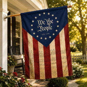 Vintage USA 250th Birthday Flag, Patriotic Freedom House Flag