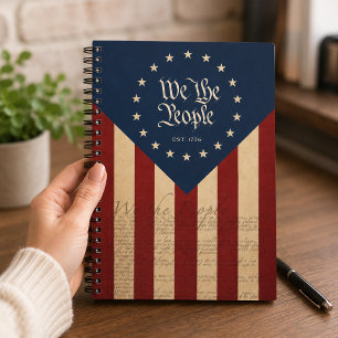 Vintage USA 250th Birthday Flag, Patriotic Freedom Notebook