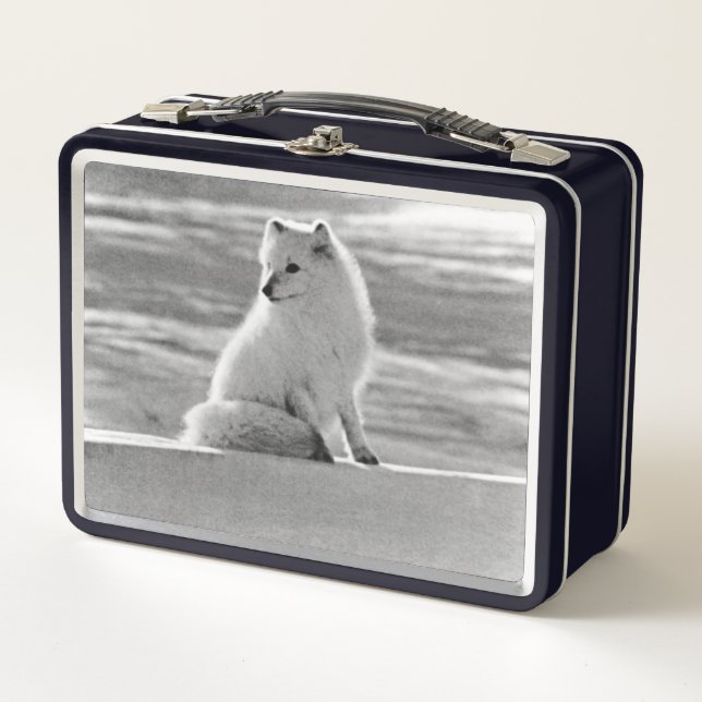 Vintage USA Alaska Arctic fox Metal Lunch Box (Front)
