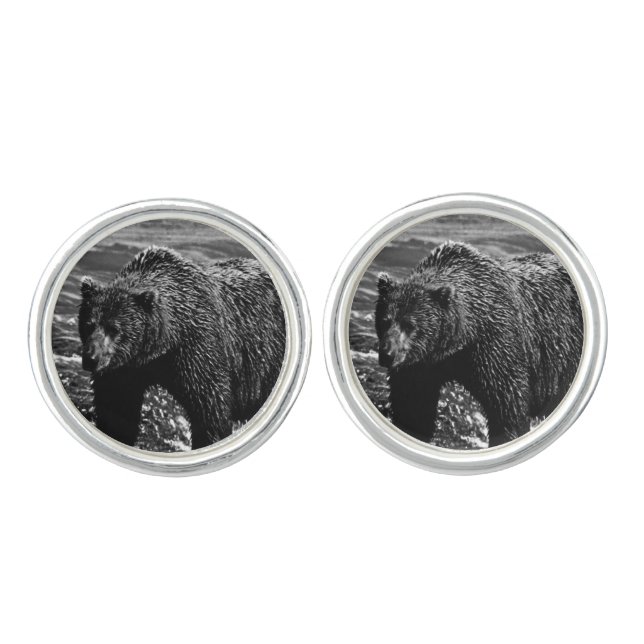 Vintage USA Alaska brown bear Cufflinks (Front)