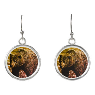 Vintage USA Alaska brown bear Earrings