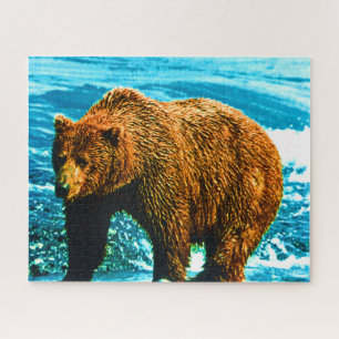 Vintage USA Alaska brown bear Jigsaw Puzzle