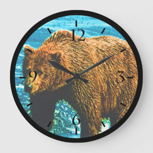 Vintage USA Alaska brown bear Large Clock