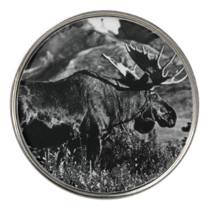 Vintage USA Alaska bull moose 1970 Jigsaw Puzzle Golf Ball Marker