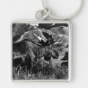 Vintage USA Alaska bull moose 1970 Keychain