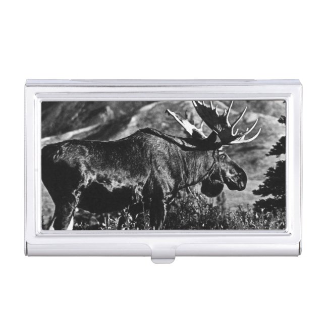 Vintage USA Alaska bull moose Business Card Case (Front)