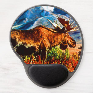 Vintage USA Alaska bull moose Gel Mouse Pad