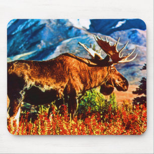 Vintage USA Alaska bull moose Mouse Pad