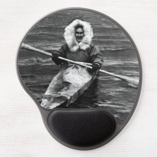 Vintage USA Alaska eskimo and his kayak Gel Mouse Pad