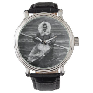 Vintage USA Alaska eskimo and his kayak Watch