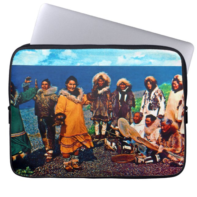 Vintage USA Alaska Eskimo dancers Laptop Sleeve (Front)