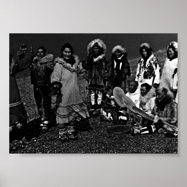 Vintage USA Alaska Eskimo dancers Poster (Front)