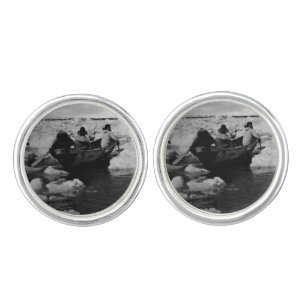 Vintage USA Alaska Eskimo hunters Cufflinks