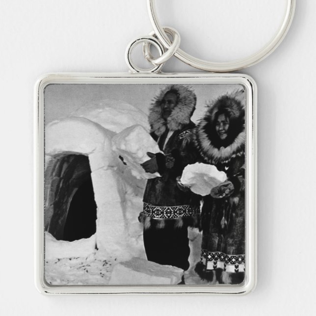 Vintage USA Alaska igloo builders 1970 Keychain (Front)