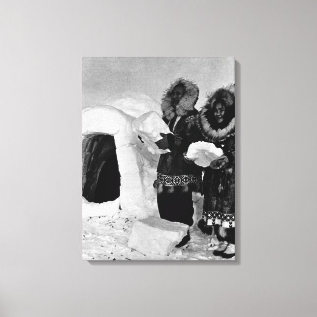 Vintage USA Alaska igloo builders Canvas Print (Front)