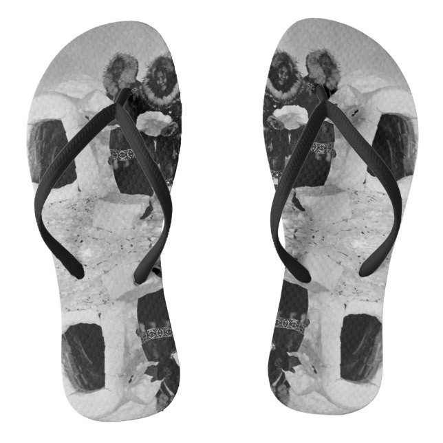 Vintage USA Alaska igloo builders Flip Flops (Footbed)