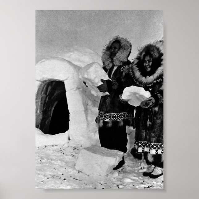Vintage USA Alaska igloo builders Poster (Front)