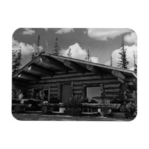 Vintage USA Alaska Modern alaskan log cabin 1970 Magnet