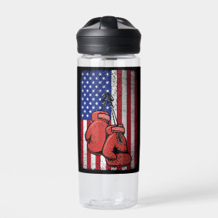 Vintage Usa American Flag 4th of July Boxing Water Bottle
