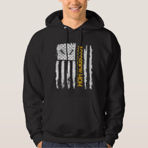 Vintage Usa American Flag Accordion Mom Silhouette Hoodie