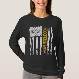 Vintage Usa American Flag Accordion Mom Silhouette T-Shirt