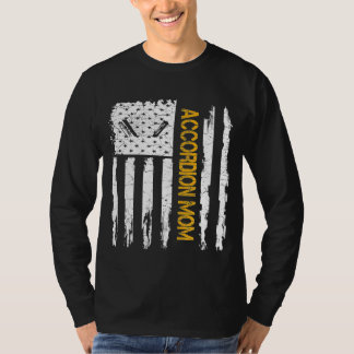 Vintage Usa American Flag Accordion Mom Silhouette T-Shirt