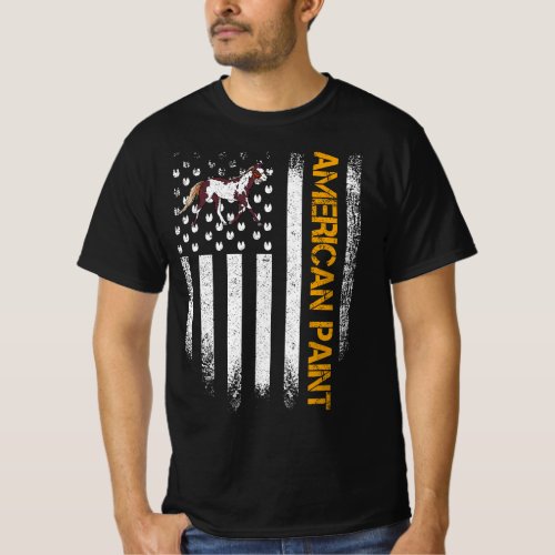 Vintage USA American Flag American Paint Horse Fun T_Shirt