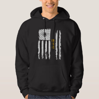 Vintage Usa American Flag Bee Beekeeper Silhouett Hoodie