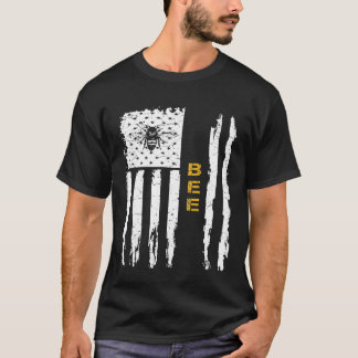 Vintage Usa American Flag Bee Beekeeper Silhouett T-Shirt