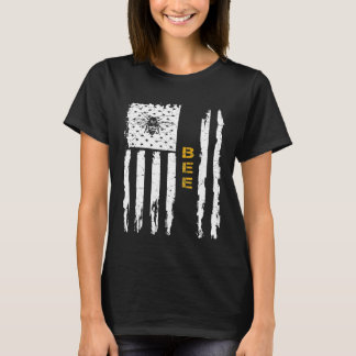 Vintage Usa American Flag Bee Beekeeper Silhouett T-Shirt