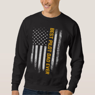 Vintage Usa American Flag Best Airplane Pilot Dad Sweatshirt